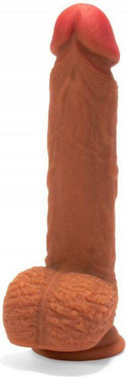 X-Men Dual Layered Dildo Realistic Dildo with Balls and Suction Cup Brown 22cm
