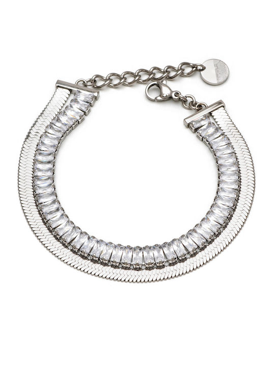 Visetti Bracelet Chain made of Steel with Zircon