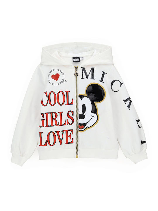 Kids Sweatshirt Cardigan With Ecru Hood