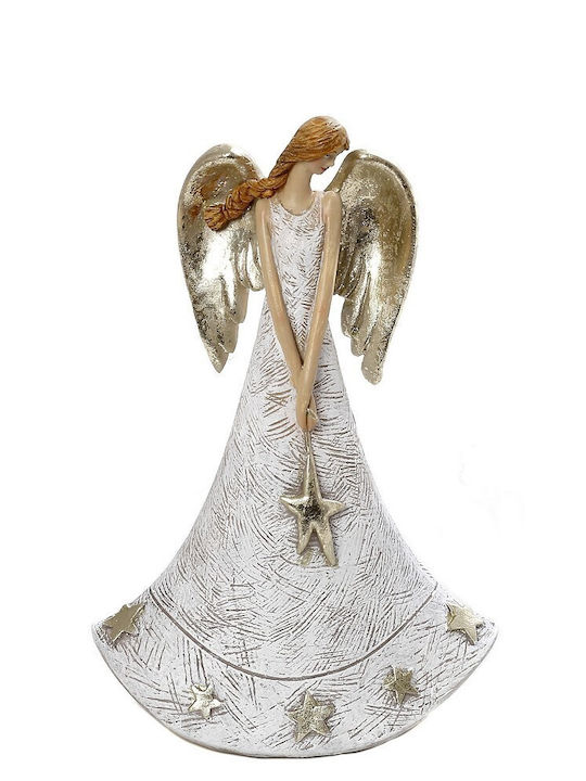 Espiel Christmas Figure Cherub White Height 25cm with Golden Wings