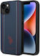 U.S. Polo Assn. Leather Stitch Back Cover Synthetic Leather / Silicone Navy Blue (iPhone 14 Plus)