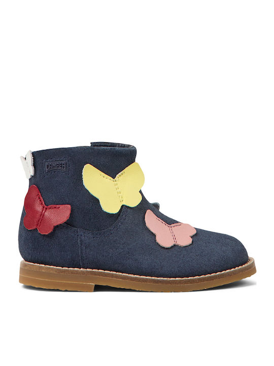 Twins Anatomical Leather Kids Boots with Zipper Blue