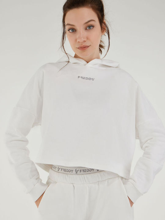 Freddy Women's Cropped Hooded Sweatshirt White