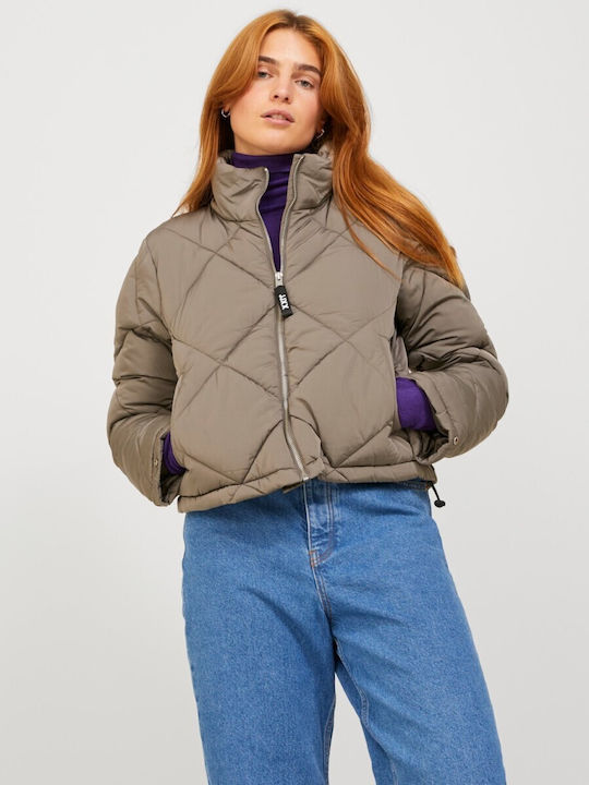 Jack & Jones Women's Short Puffer Jacket for Winter Mulch Beige