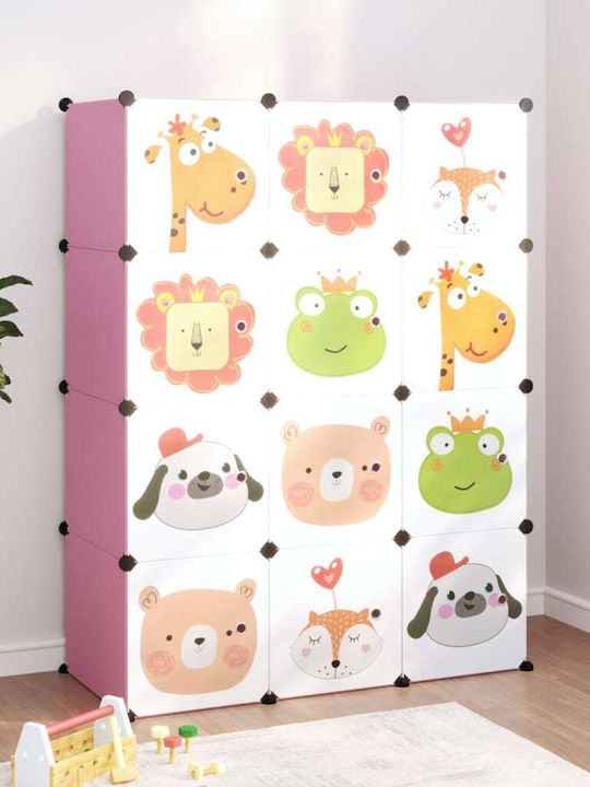 vidaXL Spielzeug Aufbewahrungssystem aus Kunststoff Rosa 110x46.5x144cm 12Stück
