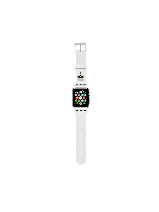 Karl Lagerfeld Karl's Head Curea Silicon Alb (Apple Watch 38/40/41/42mm) KLAWMSLKW