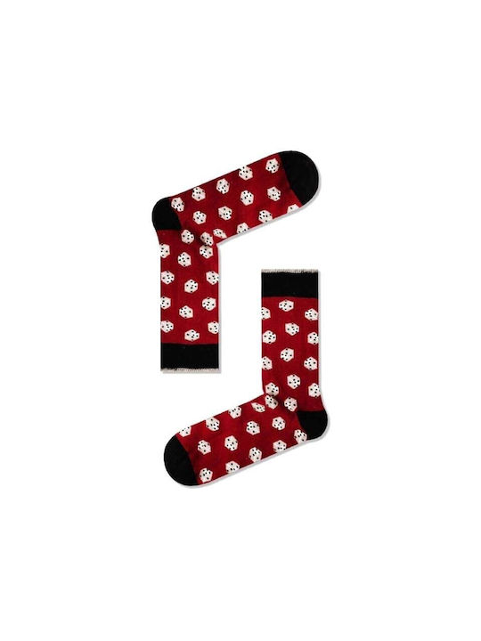 Lange Socken für Männer mit "Craps"-Design in Rot