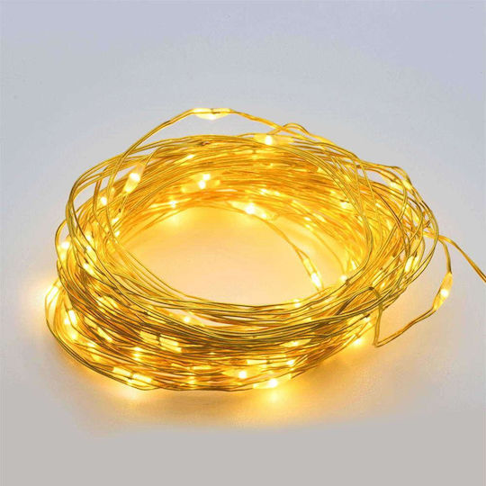100 Lichter LED 10m. Warmes Weiß Batterie in Zeichenfolge 1Stück