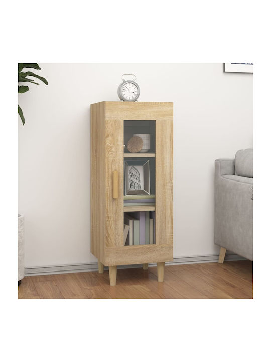 Wall Living Room Display Cabinet made of Particleboard with Glass Beige 34.5x34x90cm