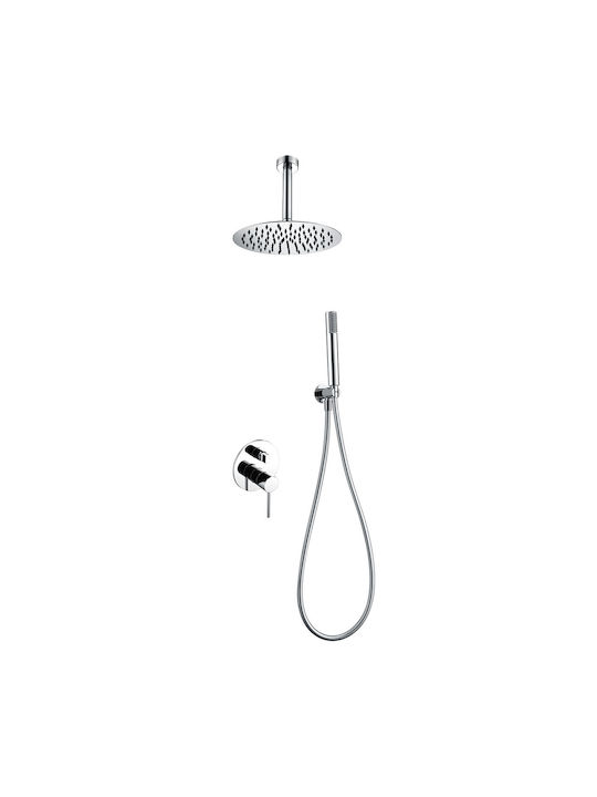 Imex Milos Built-In Showerhead Set with 2 Exits Inox Silver