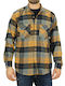 Long Sleeve Flannel Overshirt in Narrow Fit Checked Yellow