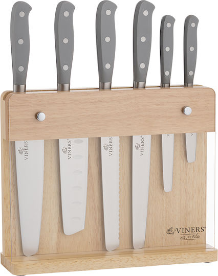 Viners Elite Assure Stainless Steel Knives Set with Base 7 Pieces