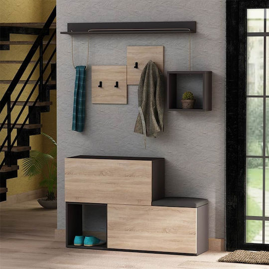 Holdon Мебел За Антре със Закачалка Шкаф за Обувки и Пейка 120x36.5x87.5см