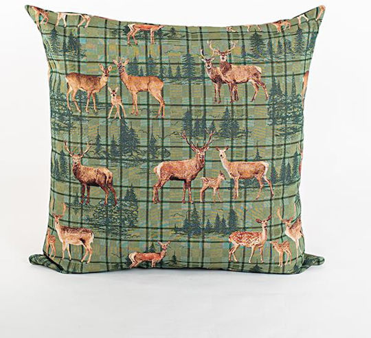 Eurolamp Christmas Decorative Pillow Square Green 75x75cm with Deer