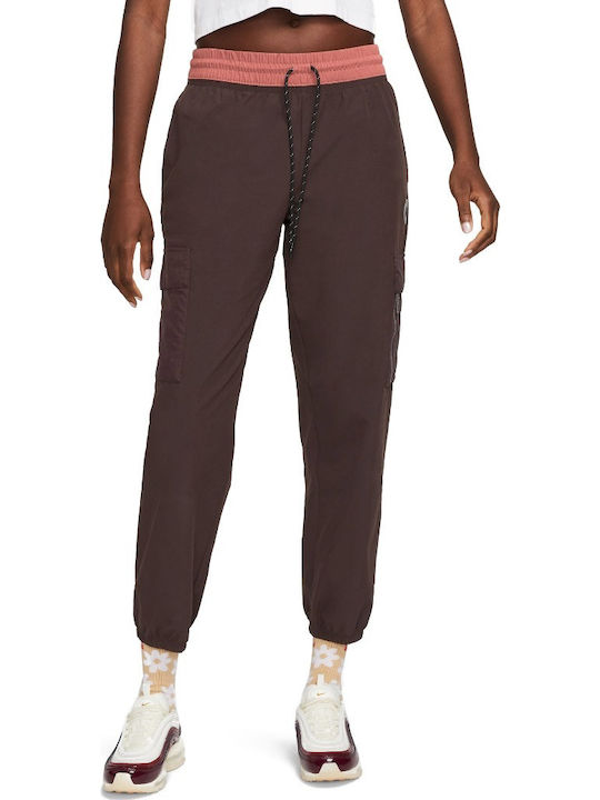 Sportswear Dri-FIT Ψηλόμεσο Παντελόνι Φόρμας με Λάστιχο Καφέ