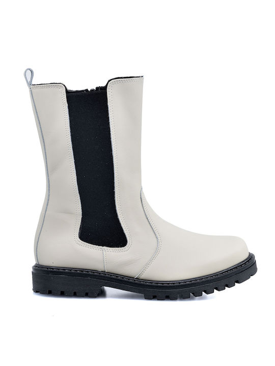 RICCO MONDO BOOTS FOR GIRLS-CASUAL-EXTRA LIGHT/SOFT-EASTERN-OFF WHITE LEATHER LEATHER OFF WHITE