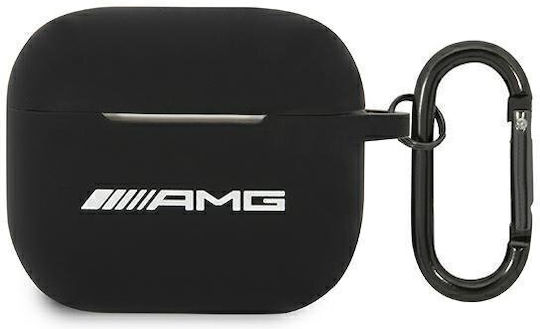 Mercedes-Benz AMA3RBK Θήκη Σιλικόνης με Γάντζο σε Μαύρο χρώμα για Apple AirPods 3
