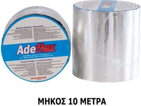 Macon Αυτοκόλλητη Ασφαλτική Ταινία ADEFLEX 60cm x 10m Ρολό Ασφάλτου Ασημί για 6τμ με Επικάλυψη Αλουμινίου