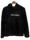 Winter Women's Fleece Blouse Long Sleeve with Hood Black