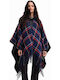 Desigual Long Women's Poncho Navy Blue