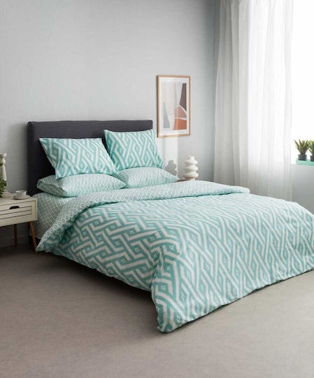 Vesta Home Duvet Cover Set Cotton Double with 2 Pillowcases 200x240 Paros 1 Turquoise