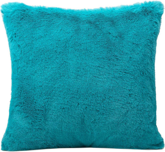 Madi Decorativer Kissenbezug Pelage aus Pelzige Petrol Blau 45x45cm
