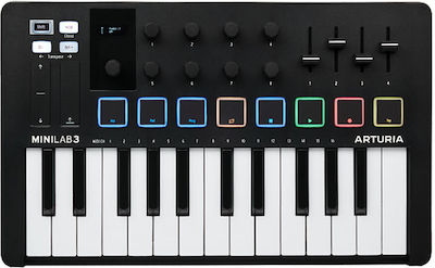 Arturia Midi Controller MiniLab 3 με 25 Πλήκτρα σε Μαύρο Χρώμα