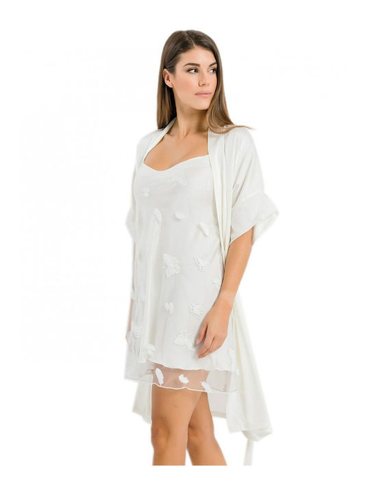 Secret Point Schmetterling Satin Robe & Nachthemd -426