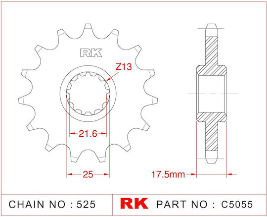 RK Γρανάζι Μπροστά 15 Δοντιών για Honda CB 400 / CB 500X