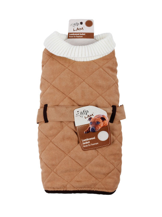 All For Paws Lambswool Turtleneck Μπουφάν Σκύλου Fleece / Αδιάβροχο Μπεζ με Μήκος Ράχης 25 εκ.