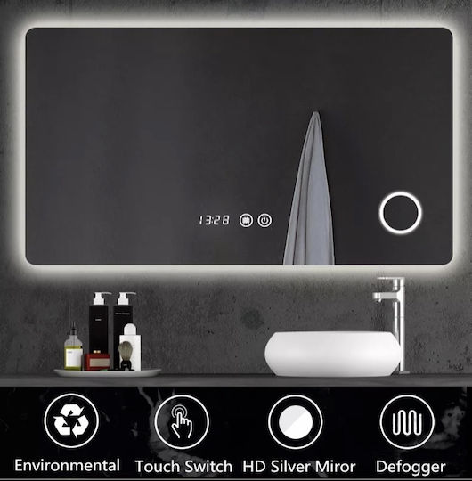 My Smart Mirror Magnifying Rectangular Bathroom Mirror Led Touch 100x70cm