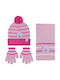 Peppa Pig Kinder Beanie Set mit Schal & Handschuhen Gestrickt Rosa