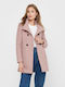 Damen Rosa Kurzmantel mit Knöpfen