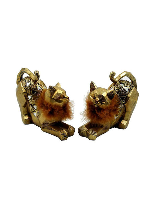 Royal Art Collection Set of Decorative Cats Polyresin in Gold 17x7x13cm 2pcs