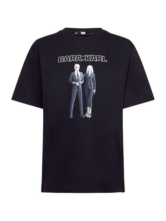 Karl Lagerfeld Γυναικείο T-shirt Μαύρο με Στάμπα