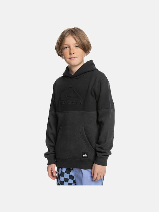 Quiksilver Kids Sweatshirt with Hood and Pocket Black Emboss Block