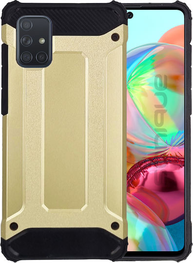 Sonique Heavy Armor Back Cover Plastic / Silicone 2mm Gold (Galaxy A71)