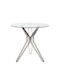 Bihor Table Kitchen with Glass Surface Transparent / Chrome 80x80x75cm