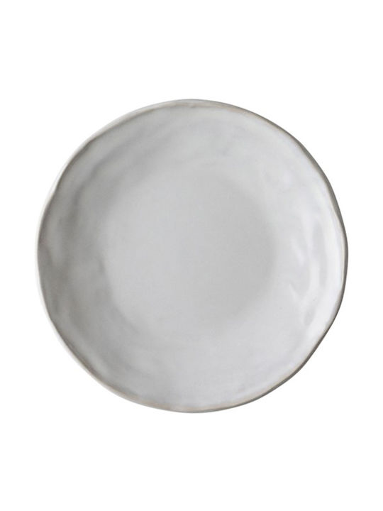 Dutch Rose Organic Plate Shallow Ceramic White with Diameter 17cm