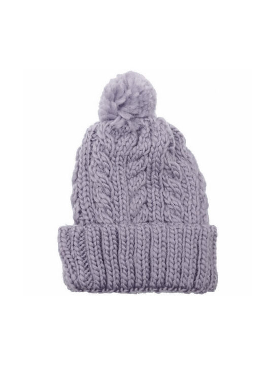 Kids Knitted Monochrome Beanie with Pom Pom Grey