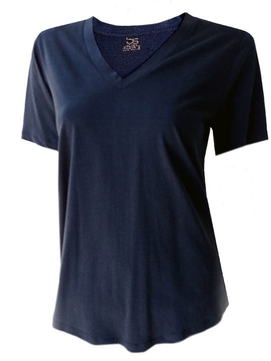 bs Damen-T-Shirt Tencel / Baumwolle Blau Premium Qualität