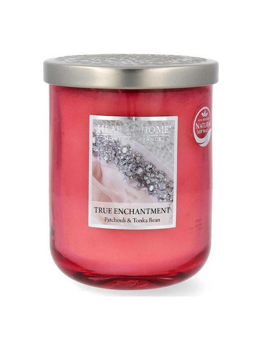 Heart & Home Scented Candle True Enchantment Jar with Scent Patchouli & Tonga Seeds Red 320gr 1pcs