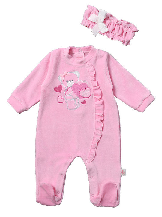 Matoufrance Baby Bodysuit Set Long-Sleeved with Accessories Pink