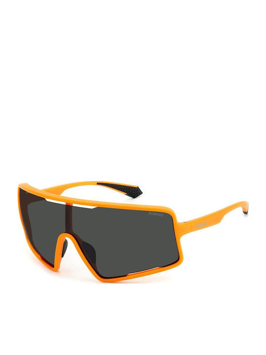 Polaroid Unisex Sunglasses with Orange Plastic Frame and Gray Polarized Lens PLD7045/S 2M5/M9