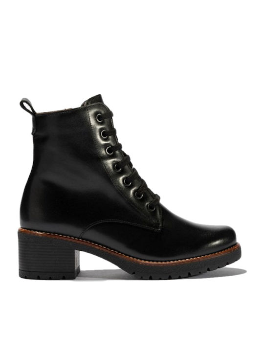 2524 Leder Stiefeletten Damen Schwarz