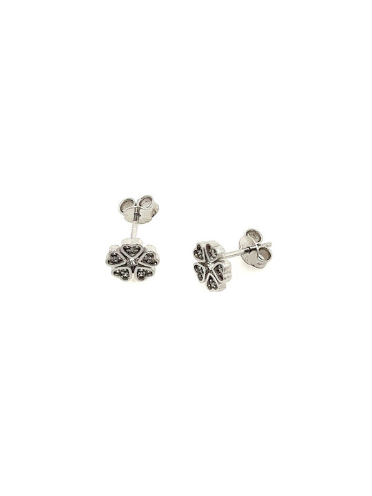 Earrings Made of White Gold Flowers 14K