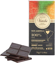 Venchi South America Chocolate Dark Vegan with 100% Cocoa Gluten-Free 100gr 1pcs