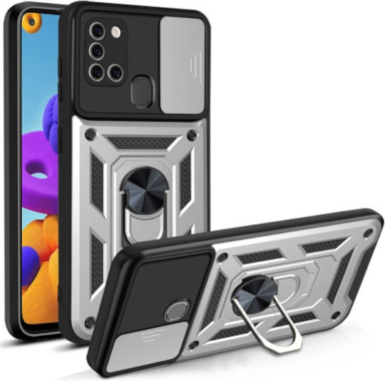 Bodycell Armor Slide Umschlag Rückseite Kunststoff Silber (Galaxy A21s)