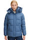 Κοντό Γυναικείο Puffer Μπουφάν για Χειμώνα Stormy Sea Blue