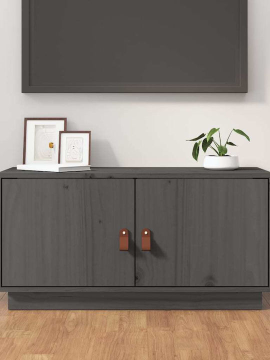 vidaXL TV-Ständer aus Massivholz Grau M80xT34xH40cm